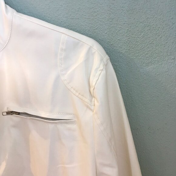 Faux Leather Men's Biker Jacket Off White - Picture 7 of 7